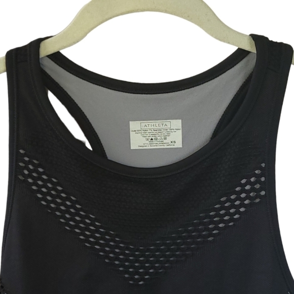 ATHLETA Black Burpee Racerback Athletic Tank Top XS Sporty High Neck - Picture 6 of 11